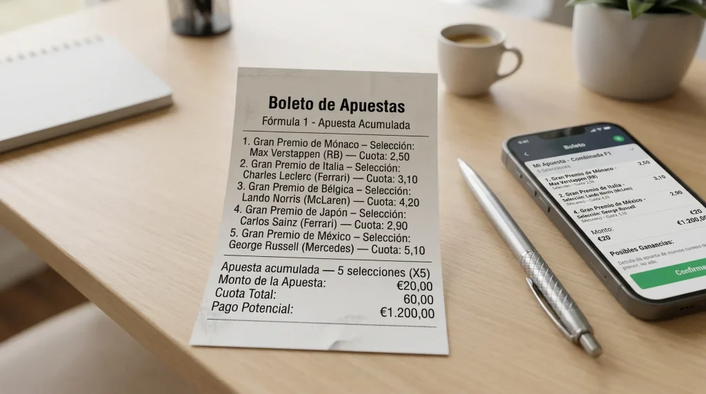 Análisis de apuestas combinadas en Fórmula 1 con cálculo de riesgo y correlación